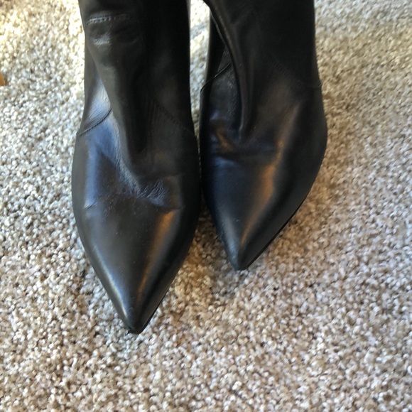 SOLD:Stuart Weitzman Pointed Toe Leather Boots - Picture 2 of 10